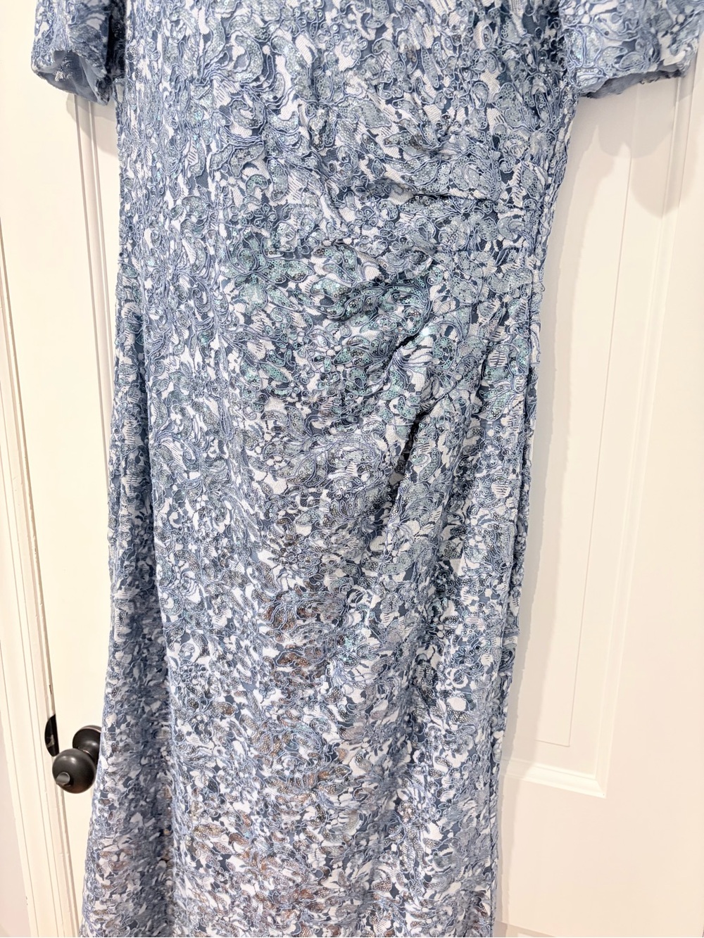Xscape Size 16 Blue Sequin Lace Formal Gown Maxi Dress - Picture 13 of 16